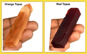 180 Ct Brazilian Orange & Red Topaz Gemstone Slice Rough Pair Certified GH275 - Picture 1 of 6