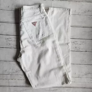 Vintage Guess High Rise White Jeans Sz 30 Women's 90s USA Made - Picture 1 of 8