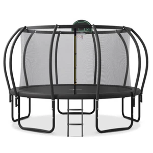 12FT Trampoline with Composite TopLoop, Plus Basketball Board & 10 Ground Stakes - Picture 1 of 7