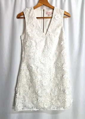 Ted Baker Mini Vestido Apliques de Novia Floral Blanco Marfil Boda Retro UK8 C4062 Foto 1 de 4