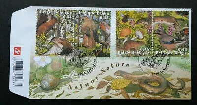 [SJ] Belgium Nature 2004 Forest Wildlife Snake Snail Mushroom Flora Bird (FDC) - Image 1 of 4