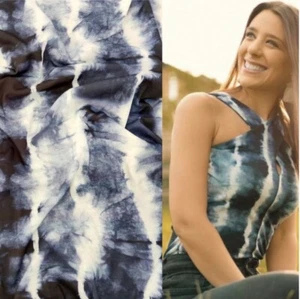 FS759 Azul Marino Tie Dye Delgado Suave Elastizado Hilado Poliéster Camiseta Fabricación de Tela - Imagen 1 de 3