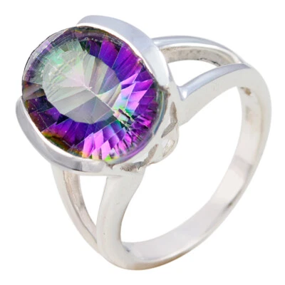Mystic Quartz Mirage 925 Sterling Silber Ovaler Mystic Quartz Ring - Bild 1 von 4