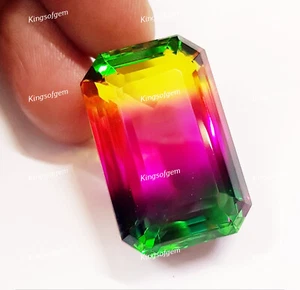 83 Ct Doublet Glass Stone Multi Color Tourmaline Emerald Stone Loose Gemstone - Picture 1 of 6