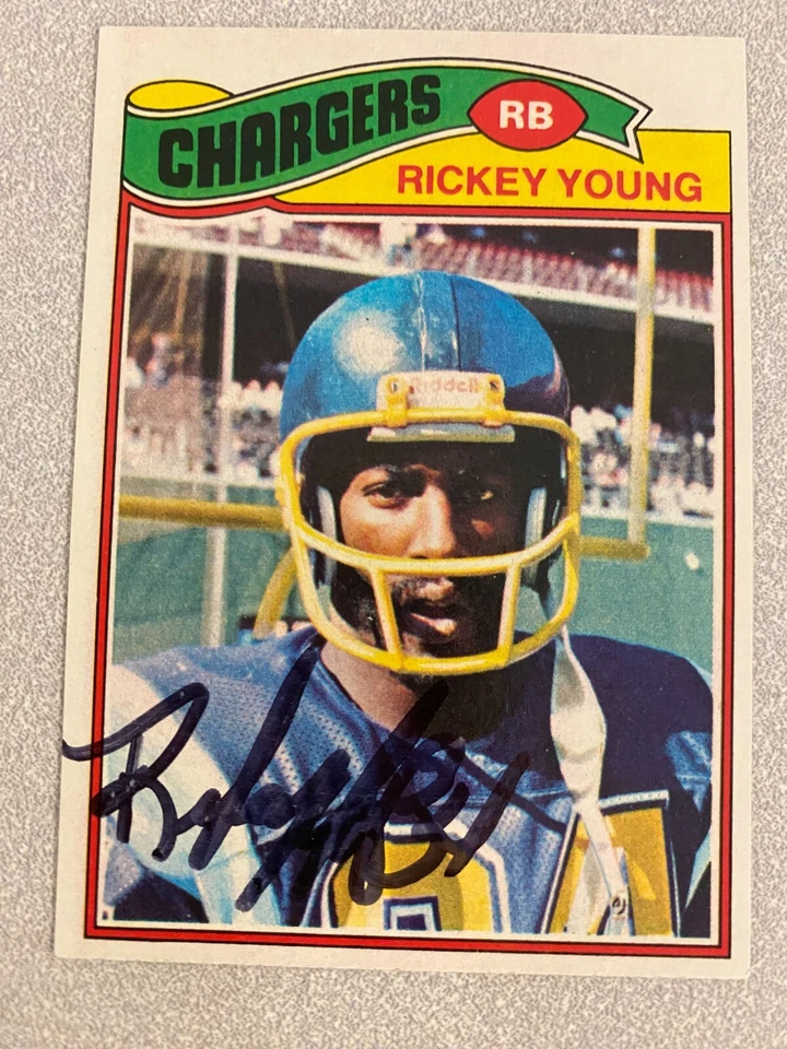 Rickey Young signed SAN DIEGO CHARGERS card  1977 Topps - Image 1 of 1
