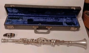 Vintage C.G. Conn Metal Clarinet Elkhart-Ind USA w/ Case B230387 Silver Plate - Picture 1 of 21