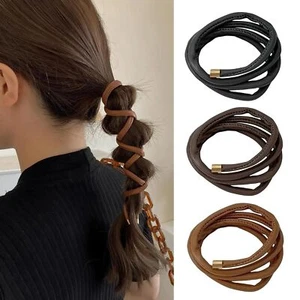 Leather Scrunchies Hair Ties Hair Rope Ponytail Holder Bands Women Girls Brai... - Picture 1 of 7