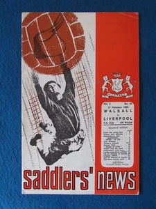 Walsall v Liverpool FA Cup 4th Round 17/2/68 Programme - Picture 1 of 1