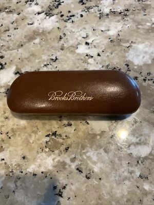 Estojo de óculos Brooks Brothers capa dura fina marrom protetor transportador de viagem  - Imagem 1 de 4