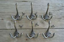 A set of 6 antique style cast iron 1883 coat hooks triple coathook c/w screws