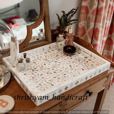 Bohemian Camel Bone Inlay Tray - Hippie Colorful Kitchen Luxury Serving Platter - Image 1 of 4