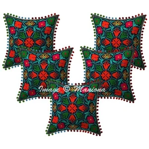 Funda de cojín decorativa para el hogar floral Suzani algodón bordada a mano 16x16 almohada - Imagen 1 de 5