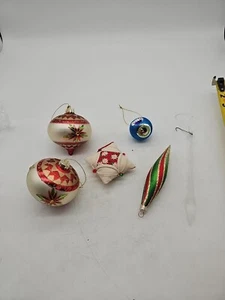 Vintage German Christmas Ornament Lot Qty 6 Blown Glass Multicolored  Victorian  - Picture 1 of 11