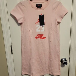 NEW Air Jordan Jumpman Shirt Dress Girls Large 12-13 YRS Pink Crewneck Pullover - Picture 1 of 9