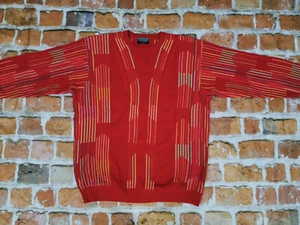 *CARLO COLUCCI VINTAGE PULLOVER*FEUER ROT*ORANGE*BUNT*CASUAL*GR: L*TIP TOP - Picture 1 of 8