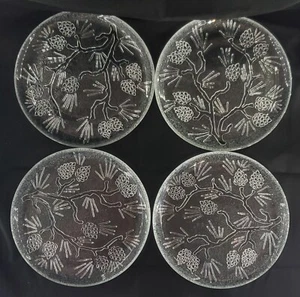 4 Indiana Glass Company Tiara Ponderosa Pine Clear Glass 8" Salad Plates - Picture 1 of 24