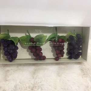 Pier 1 Perlen gezuckerte Traube Serviettenringe Halter 4er Set, ￼0121 - Bild 1 von 2