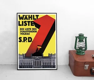 Poster -Wählt SPD Liste des schaffenden Volkes- Gegen Nazis 1920er Plakat Wahlen - Picture 1 of 3