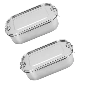 Contenedor de comida reutilizable para estudiantes lonchera de acero inoxidable de 2 piezas - Imagen 1 de 12