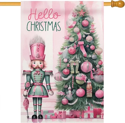 Pink Christmas Tree Garden Flag the Nutcracker Double Sided Winter Happy New Yea - Image 1 of 4