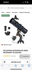 CELESTRON ASTROMASTER 130EQ ASTRONOMY TELESCOPE - Picture 1 of 4