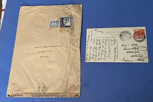 x2 NETH INDIES! 1936 RPPC POSTAL GB REENVIADO + CINTA CENSORA "DEV 10" SEGUNDA GUERRA MUNDIAL - EE. UU. - Imagen 1 de 2