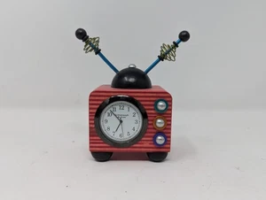 SCHLABAUGH & SONS HOLZKUNST SCHREIBTISCHUHR, Retro Fernseher - Bild 1 von 2