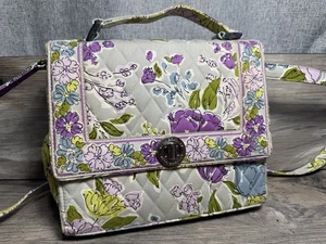 Vera Bradley JULIA in WATERCOLOR Crossbody Purse Purple Blue Yellow Flowers - Picture 1 of 10