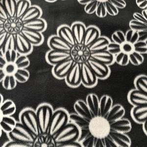 Black White Flower Plush Fleece Fabric Piece 2 Yd x60” Sewing Quilting SEE STORE - Picture 1 of 3