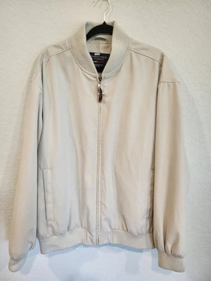 Roundtree & Yorke Men’s XL Beige Bomber Jacket travelSMART Water Resistant Eagle - Image 1 of 4