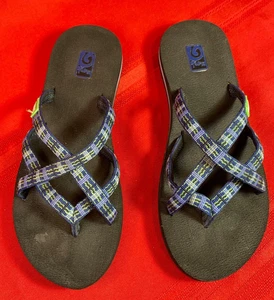 Teva Mush Olawahu Damen-Flip-Flop-Riemensandalen blau grün Größe 7 toll - Bild 1 von 20