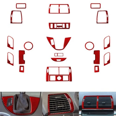 Juego de 19 piezas de cubierta interior completo de fibra de carbono rojo para BMW X5 E53 2000-06 Foto 1 de 4