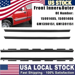 For Chevy Truck Inner & Outer Window Sweep Felt Seal Weatherstrip 4 Pc Kit Set - Bild 1 von 23