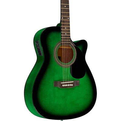 Rogue RA-090 Concert Cutaway Acoustic-Electric Guitar Green Blue Burst - Image 1 of 4