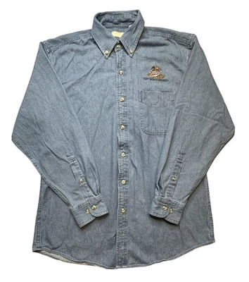 Camisa de Cerveza Edwards Miller De Colección Para Hombre Azul Mediana Denim Con Botones Años 90 Y2K Foto 1 de 4