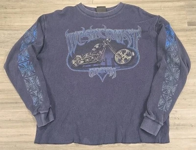 De colección Y2K West Coast Choppers Tejido Waffle Manga Larga Desteñido Cruz Para Hombre XL  Foto 1 de 4