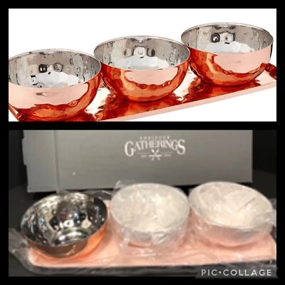 New Godinger Gatherings Copper Appetizer Condiment Bowl Set  4 PCs  Free Ship - Image 1 of 4
