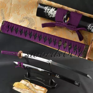 Noble Purple Ito Sageo Handmade Folded Steel Blade Japnese katana Samurai Sword - Picture 1 of 12
