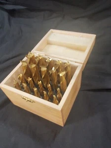 20 Pc. HSS Tin Single End Mill Set 3/16" to 3/4" by 16ths - Wood Box - Picture 1 of 10