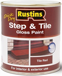 Rustins Quick Dry Step and Tile Gloss Floor Paint RED For Stone & Brick 250ml - Bild 1 von 1
