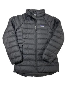 Patagonia Goose Down Sweater Jacket Youth Large 12 Black Full Zip Puffer Coat - Picture 1 of 15