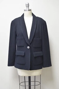 St. John Collection Micro Loop Blumenmuster Strick Wollmischung Jacke Kaviar schwarz ~ Gr. 6 - Bild 1 von 6