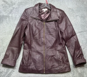 Denim and Company D & Co. Leather Jacket Women's S Mauve Purple Full Zip Collar - Picture 1 of 13