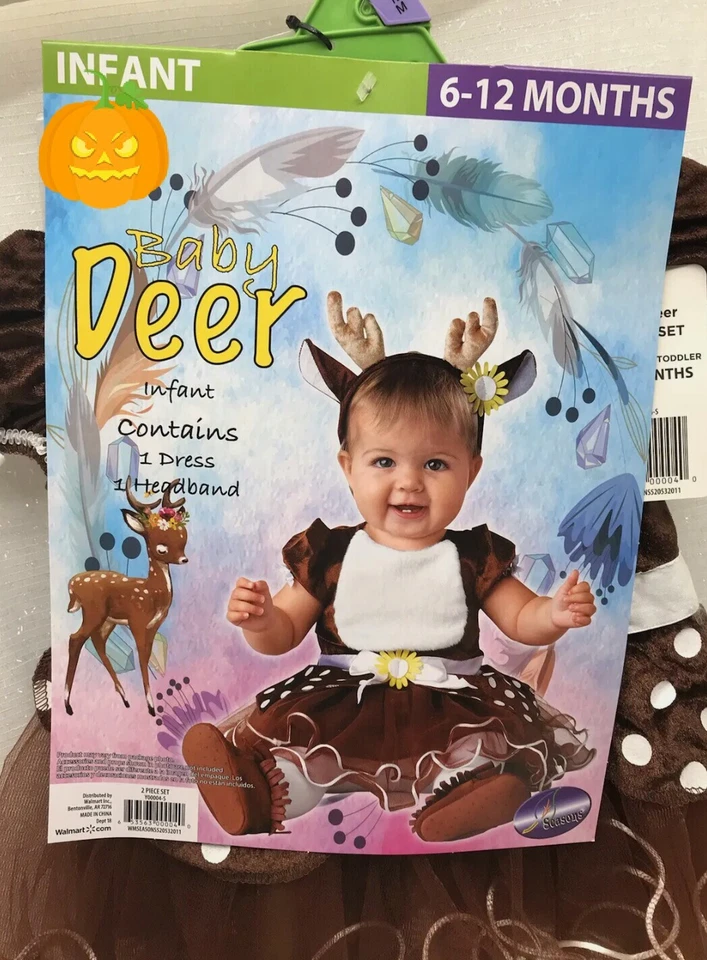 Cute 2 PC Baby Deer Fawn 6-12 Months Girls Holiday Infant Costume Hc291