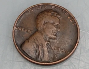1940 Lincoln Penny, Wheat Cent, L on Rim Strike Error Coin , Philadelphia Mint - Picture 1 of 8