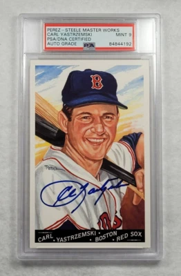 CARL YASTRZEMSKI Signed Perez Steele Postcard-HOF-BOSTON RED SOX-PSA 9 Auto - Image 1 of 4