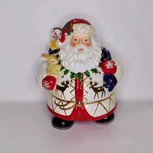 Christopher Radko 2006 Timberland Santa Claus tarro de galletas de cerámica oro blanco - Imagen 1 de 9