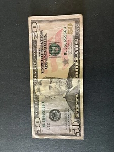 Very rare $50 Dollar Bill Number Binary Repeater ML55665566A Series 2013. - Picture 1 of 2