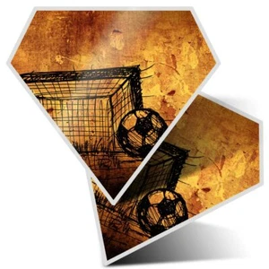 2 x Stickers Diamant 10 cm - Croquis de but de football grunge #14385 - Photo 1/9