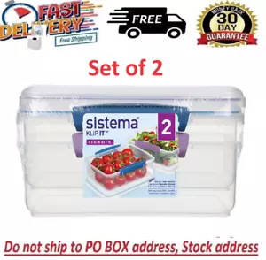 Sistema Klip It 2L Plastic Food Storage Containers, ( Set of 2 ) NEW!!! - Picture 1 of 6